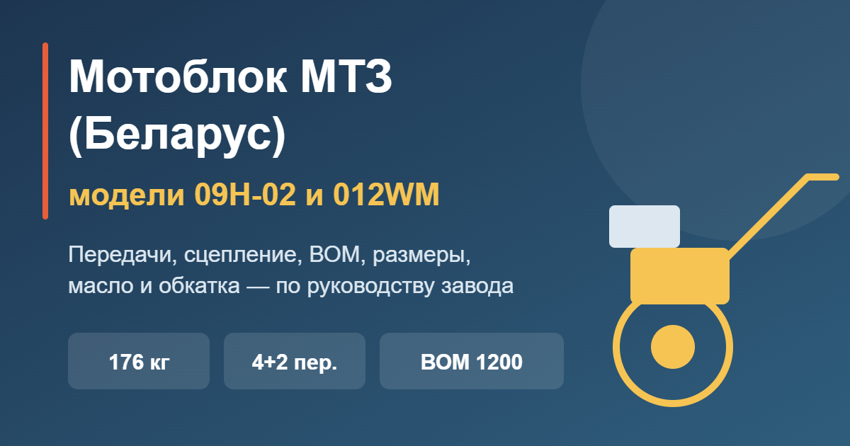 Мотоблок МТЗ Беларус: модели 09Н-02 и 012WM — обложка